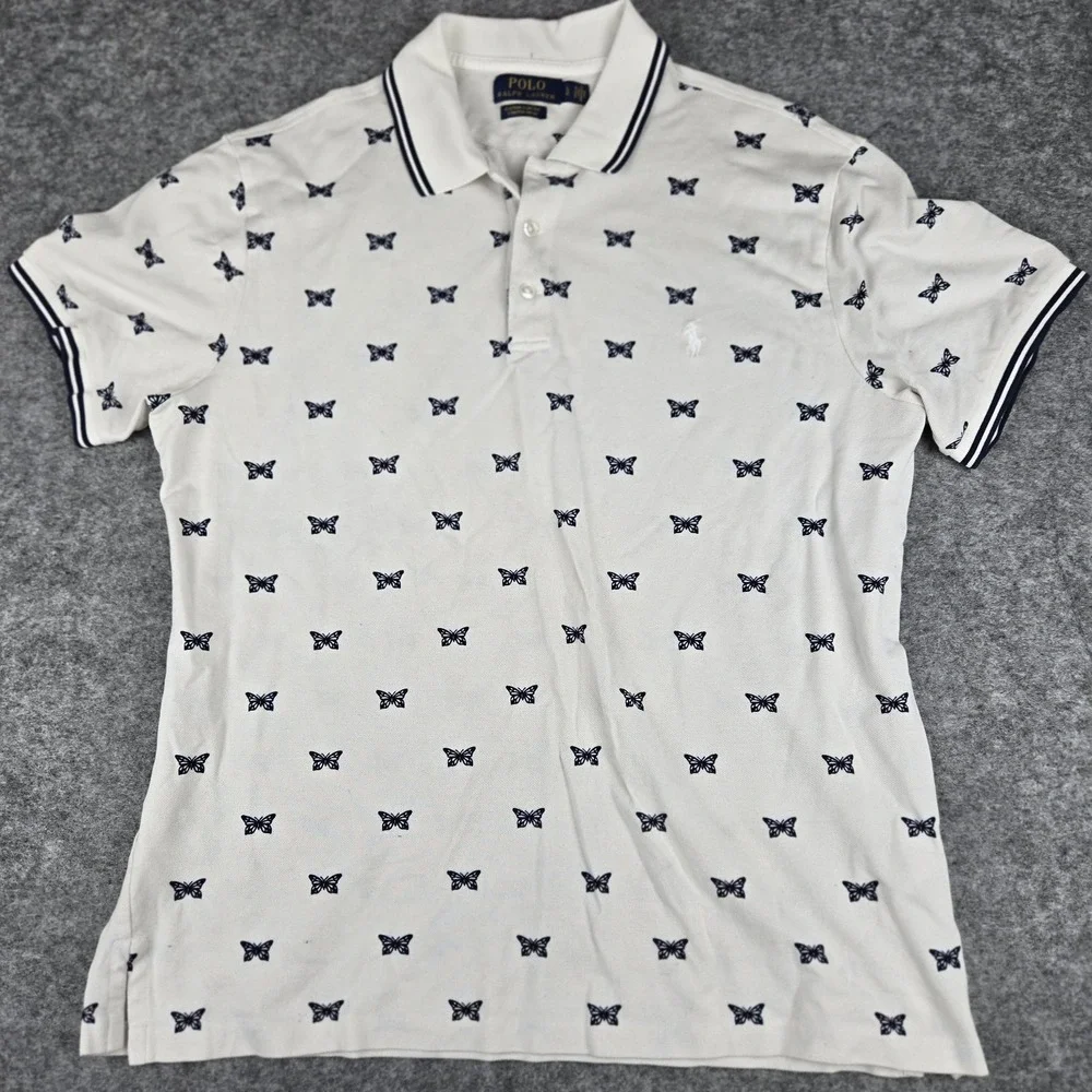 Polo‎ Ralph Lauren Mens Shirt Large Custom Slim Fit Butterfly All Over Print
